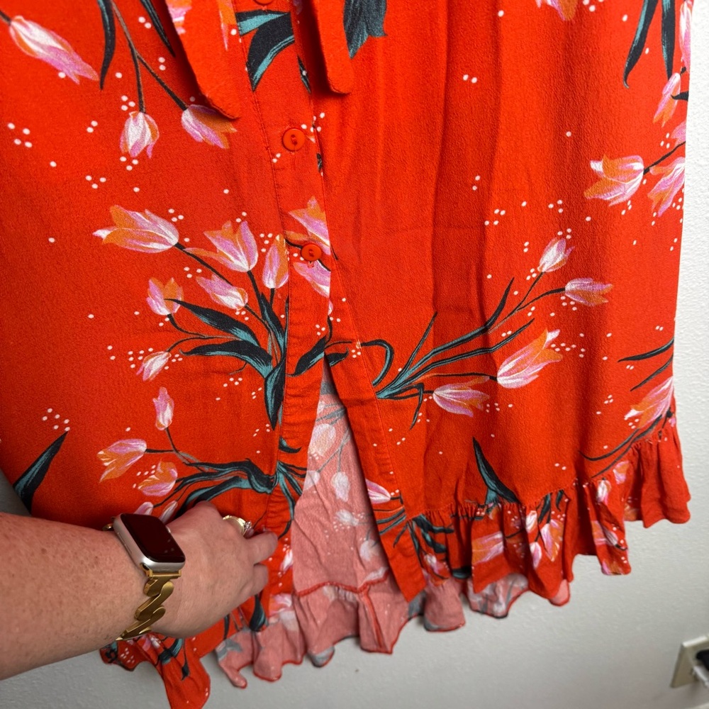 Anthropologie Corey Lynn Calter Cecilia Maxi Orange‎ Floral Midi Skirt - Picture 3 of 6